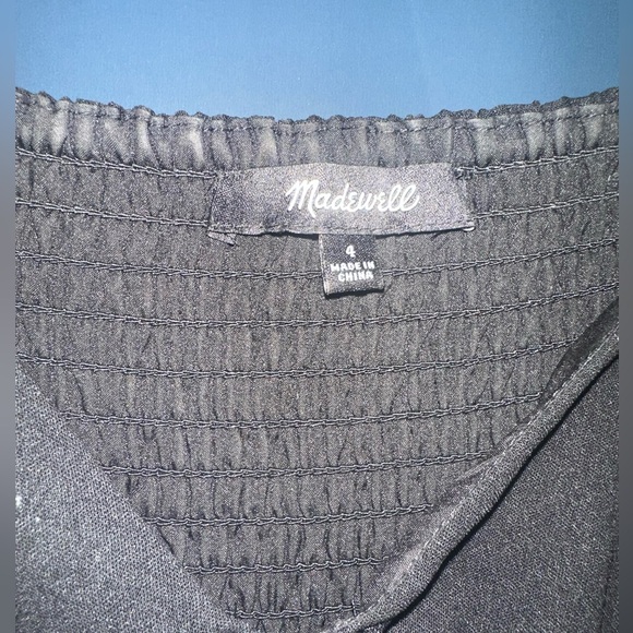 MADEWELL Ruched Keyhole Tiered Midi Dress Black - Picture 4 of 8